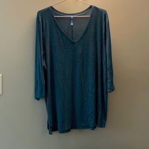 Teal Falls Creek Casual V-Neck Dark Teal Top